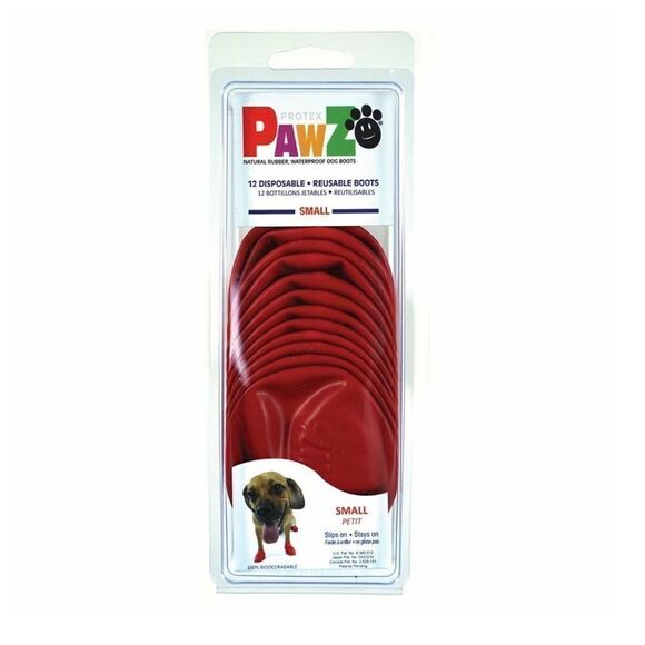 Paws Rubber Dog Boots Small Disposable Reusable Waterproof Grip Red Shoes Puppy - Picture 1 of 7